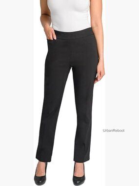 Pull On Dress Pants 4 Pockets Straight Leg Stretchy Office Slacks